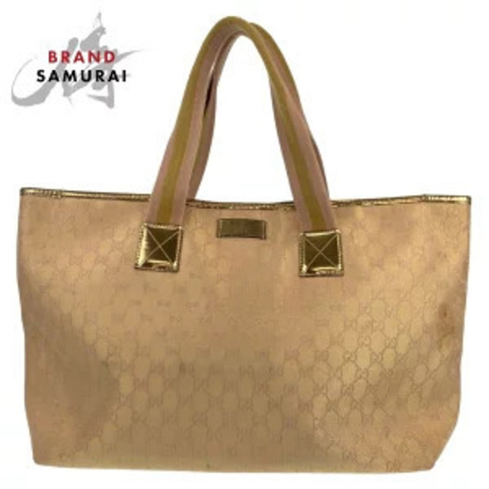 Gucci Beige Gold GG Canvas Tote Bag Shoulder